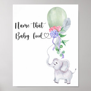 Poster Elephant & Balloon Name that baby comida
