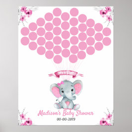 Poster Elephant Guest Book Page Alternativo Rustic Pink
