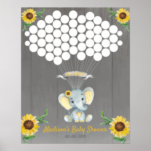 Poster Elephant Guest Book Page Alternativo Rustic Yellow