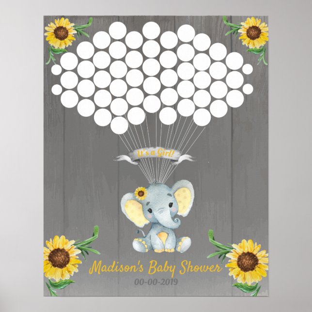 Poster Elephant Guest Book Page Alternativo Rustic Yellow (Frente)