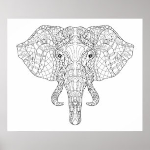 Poster Elephant Head Doodle 4