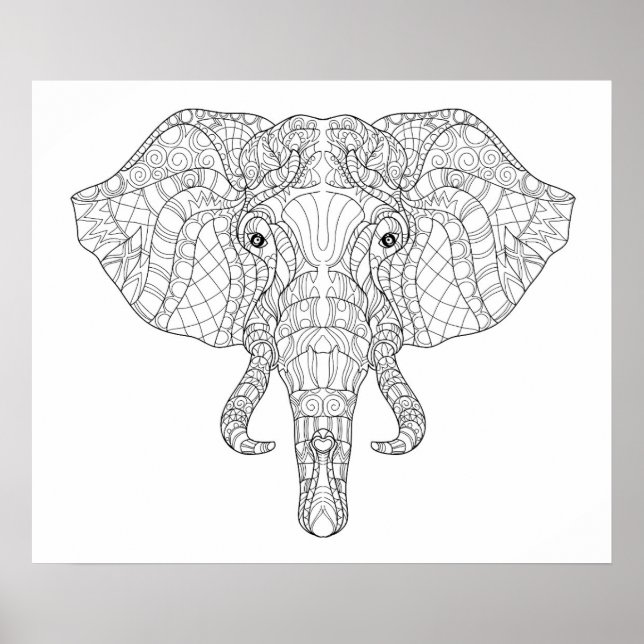 Poster Elephant Head Doodle 4 (Frente)