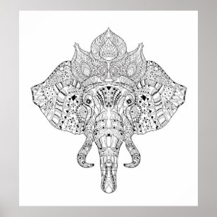 Poster Elephant Head Inspirou Doodle 2