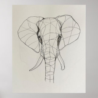 Poster Elephant Head minimalista line art
