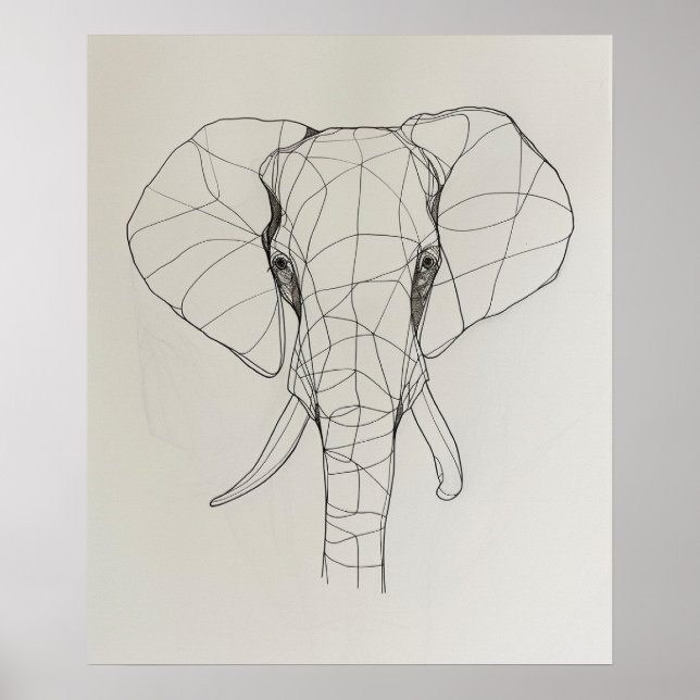 Poster Elephant Head minimalista line art (Frente)