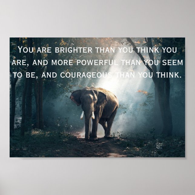 Poster Elephant in the forest with a positive quote (Frente)