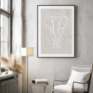 Pôster Elephant Line Art   Poster Safari minimalista
