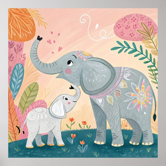 Poster Elephant Mom and Baby (Frente)