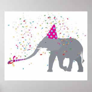 Poster Elephant Partying - Animals Having a Party