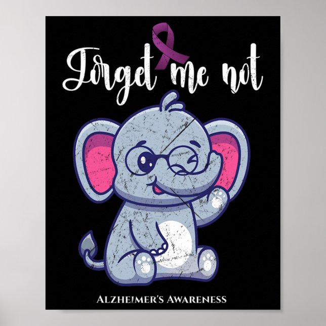 Poster Elepher Flower Me Esqueça Não Alzheimerheimer Awar (Frente)