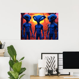 Poster Eles Estão Aqui Arte de Alienígena por IA