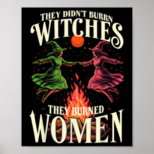 Poster Eles não queimaram bruxas rosa e feminista verde H