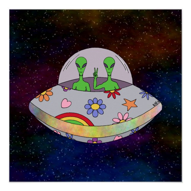 Pôster Eles vêm em Peace UFO (Frente)