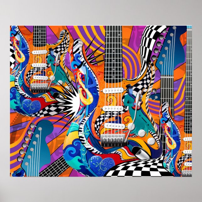 Pôster Elétrica Guitar Music Pop Art 60s Jokers Wild (Frente)