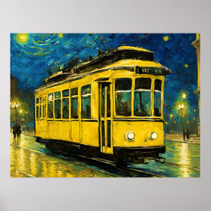 Poster elétrico amarelo numa noite estrelada - Budapeste