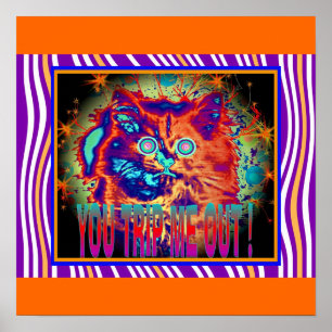 Poster elétrico psicadélico do gato