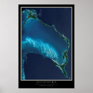 Pôster Eleuthera Bahamas Do Mapa Espacial Por Satélite