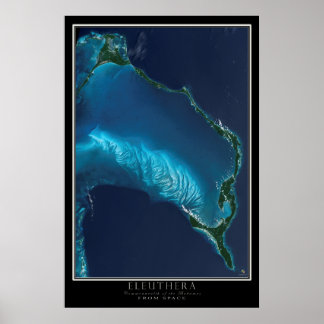 Pôster Eleuthera Bahamas Do Mapa Espacial Por Satélite