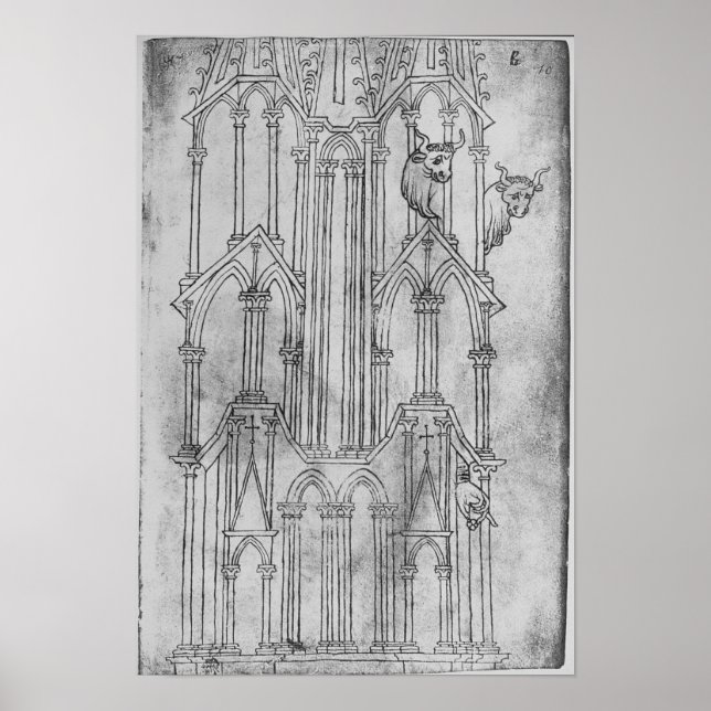 Pôster Elevação da torre da Catedral de Laon (Frente)