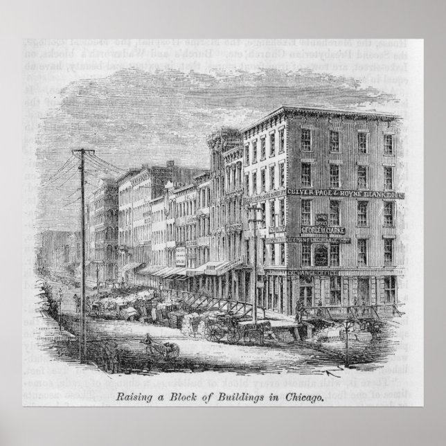Poster Elevação de um bloco de prédios em Chicago (Frente)