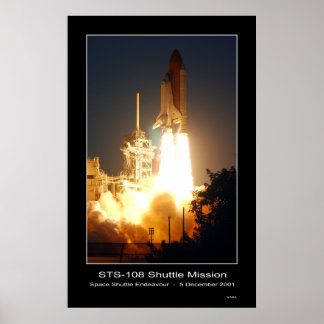 Pôster Elevação do Endeavador do Ônibus Espacial STS-108