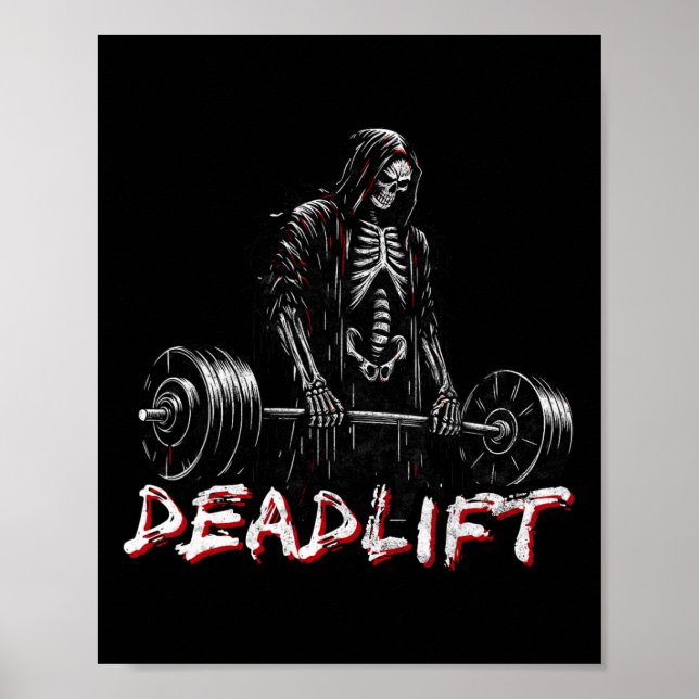Poster Elevação do Skeleton Halloween Piadas Gym Levantam (Frente)