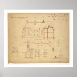 Pôster Elevações para a casa vermelha, charneca de Bexl