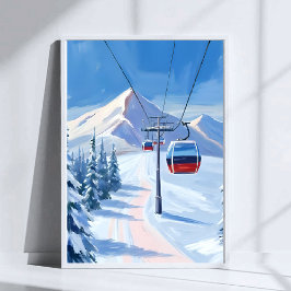 Poster Elevador de Esqui | Gôndola de Montanha de Neve Aq