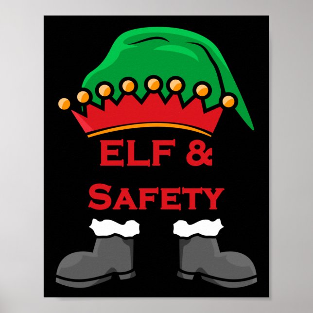 Poster Elf And Safety, Funny Health &amp; Safety Elf Long (Frente)