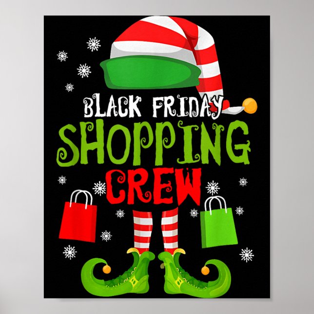Poster Elf Christmas Black Shopng Funny Friday Shopng Cre (Frente)