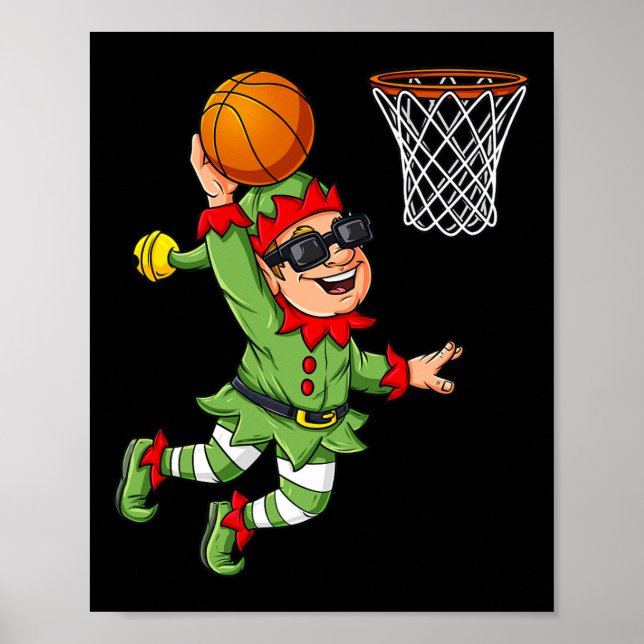 Poster Elf De Natal A Dunking A Basball Divertiu Rapazes  (Frente)