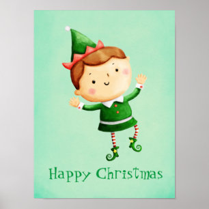 Poster Elf de Natal Bonito