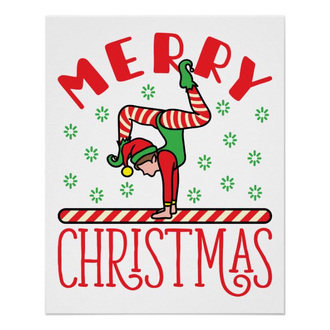 Pôster Elf de Natal da ginástica no Beam (Frente)
