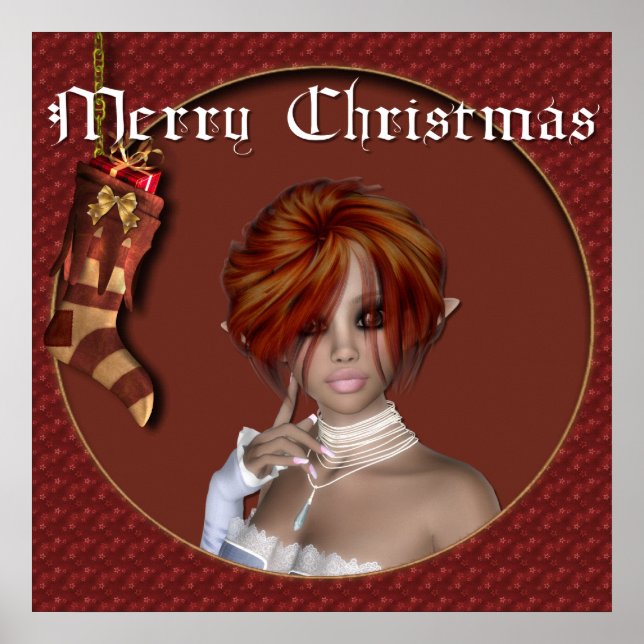 Pôster Elf de Natal - Redhead Design 1 - Fantasy Impressã (Frente)