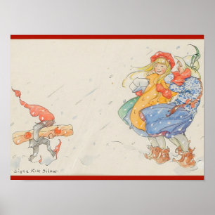 Poster Elf, presentes de Natal e raparigas, colheita