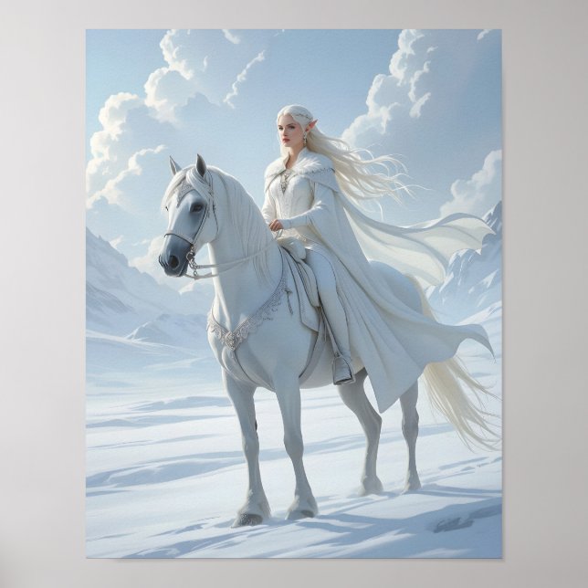 Poster Elf Queen Riding a Majestic White Horse (Frente)