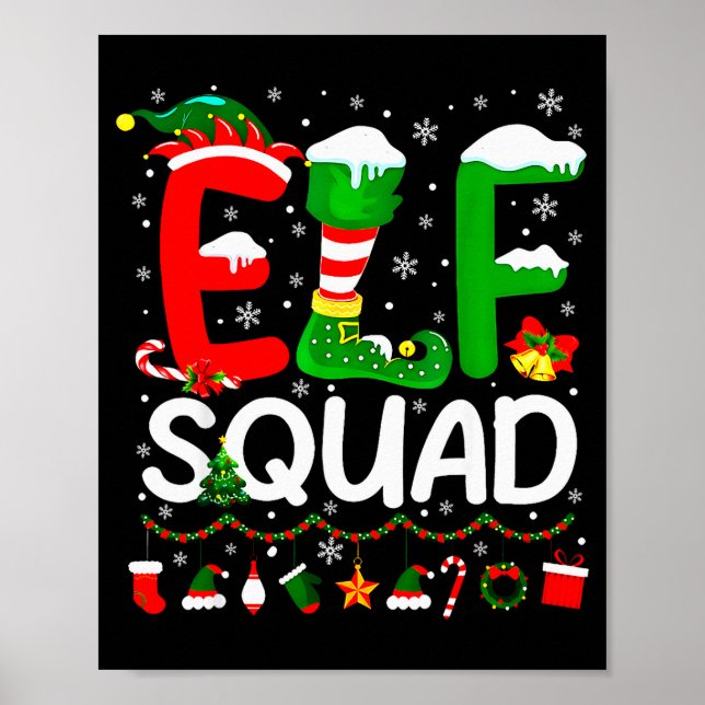 Poster Elf Squad Christmas Family Matching Xmas Elf Pajam (Frente)