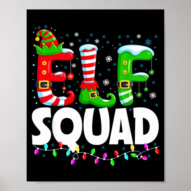 Poster Elf Squad Christmas Family Matching Xmas Pajamas  (Frente)