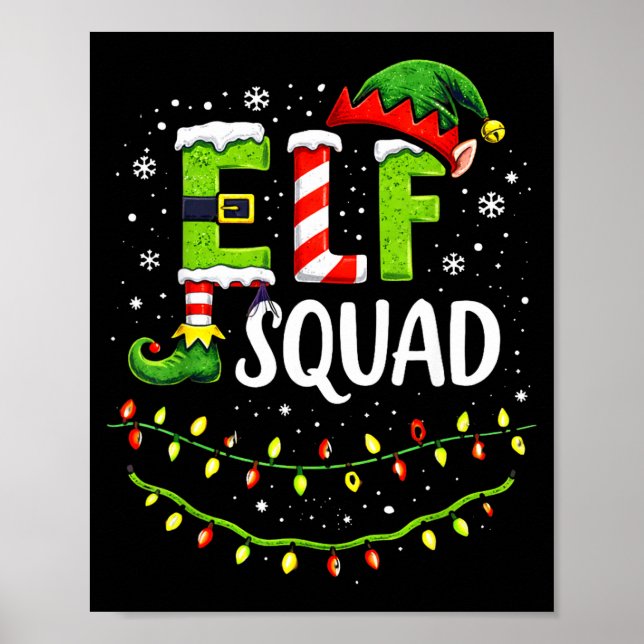 Poster Elf Squad Christmas Lights Matching Holiday Crew  (Frente)