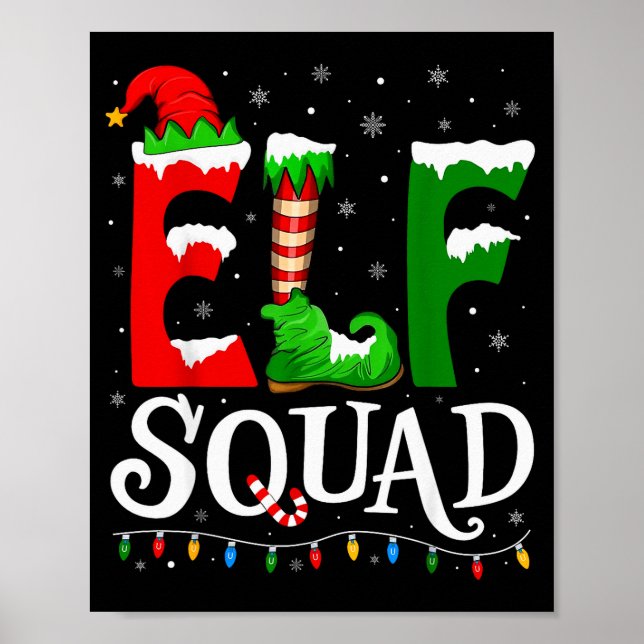 Poster Elf Squad Funny Christmas Family Pajamas  (Frente)