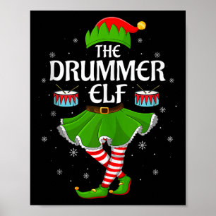 Poster Elfo Baterista Natal Família Garotas Mulheres Equi