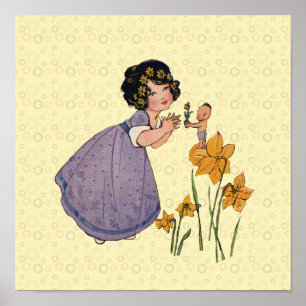 Poster Elfo de Jardim Narciso Terra das Fadas Primavera P