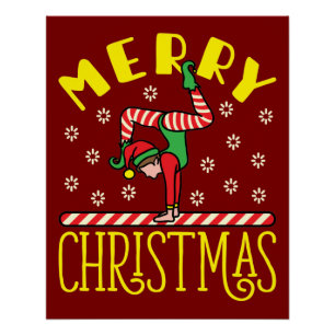 Pôster Elfo do ginásio no Natal da ginástica Beam