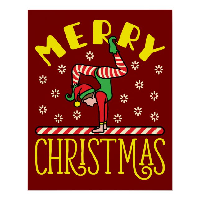 Pôster Elfo do ginásio no Natal da ginástica Beam (Frente)