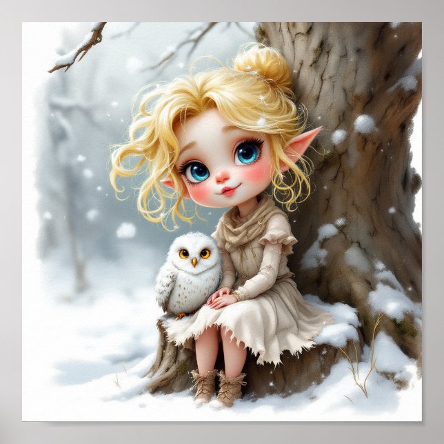 Poster Elfo e Coruja-da-neve (Frente)