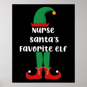 Poster Elfo Favorito da Enfermeira Papai Noel Funny Enfer
