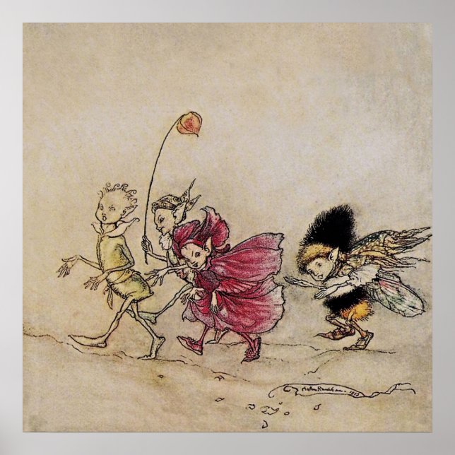 Poster “Elfos” Arte de Fadas por Arthur Rackham (Frente)