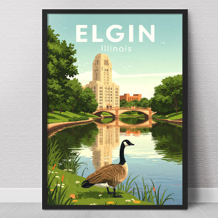 Poster Elgin Illinois Antigo
