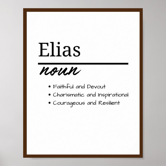 Poster Elias, Definição de Nome Personalizado de Menino (Frente)