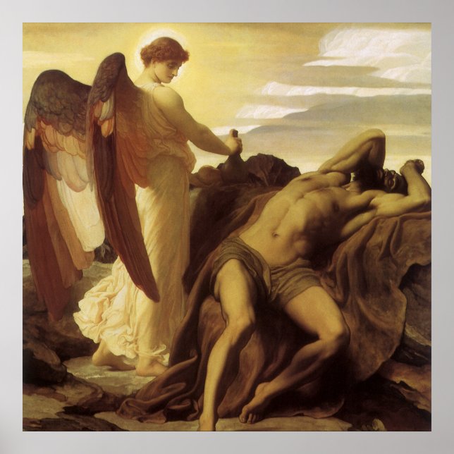 Pôster Elias no Deserto por Lord Frederic Leighton (Frente)